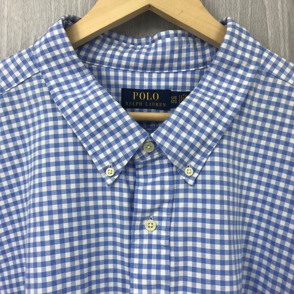 Polo Ralph Lauren‎ Shirt Blue White Gingham Check Oxford Button Down 5XB NWT - Picture 4 of 12